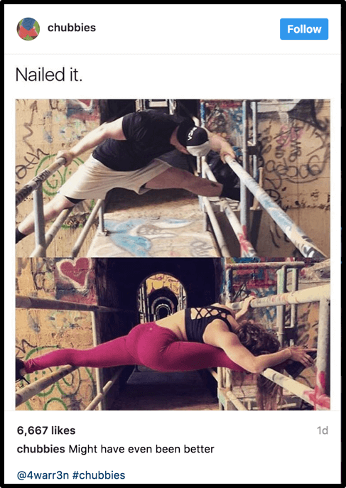 chubbies-instagram-image-two-people-doing-the-splits-on-a-staircase